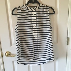 JCrew Cream/Navy Blouse